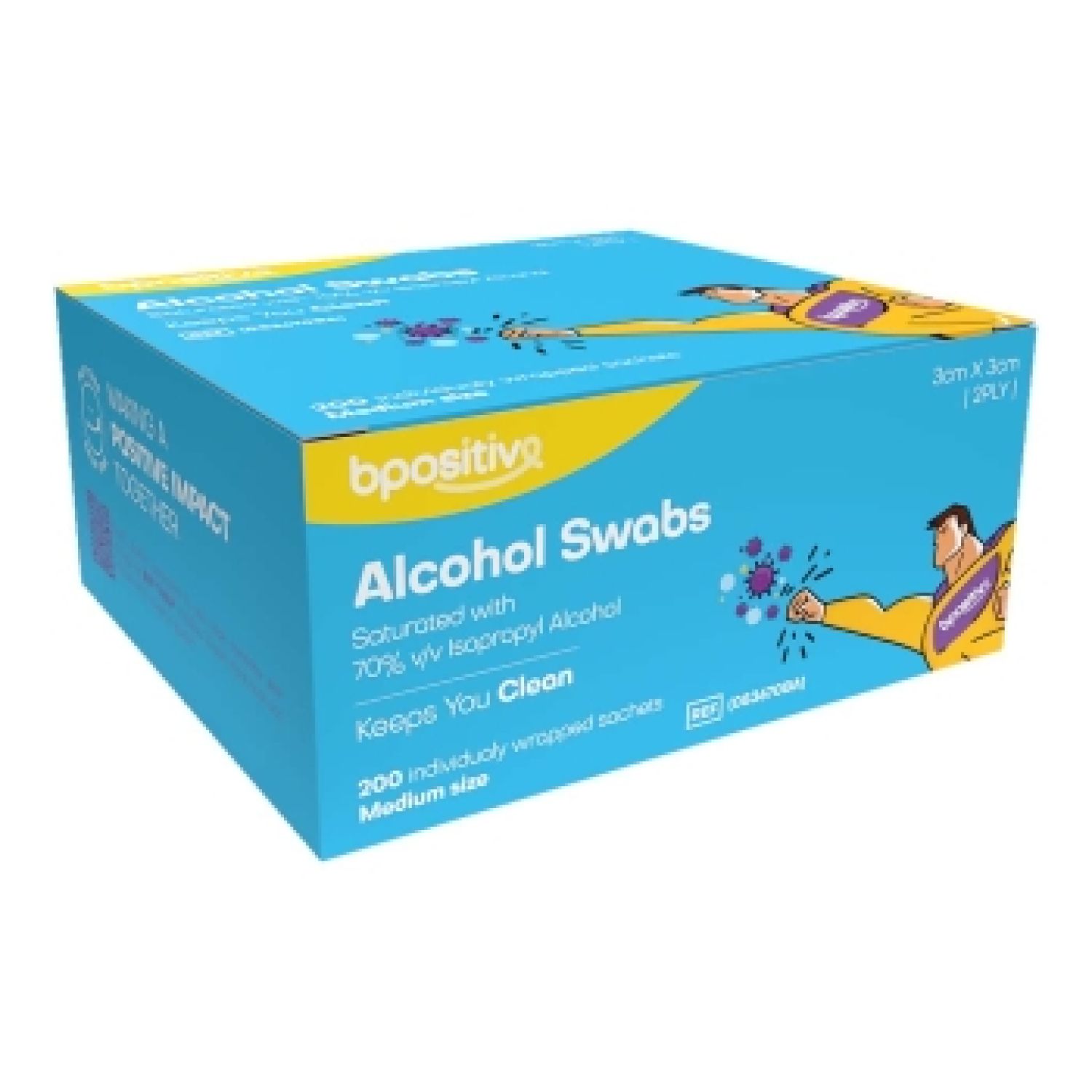 BPositive Alcohol Swabs 70% 2PLY - Box of 200