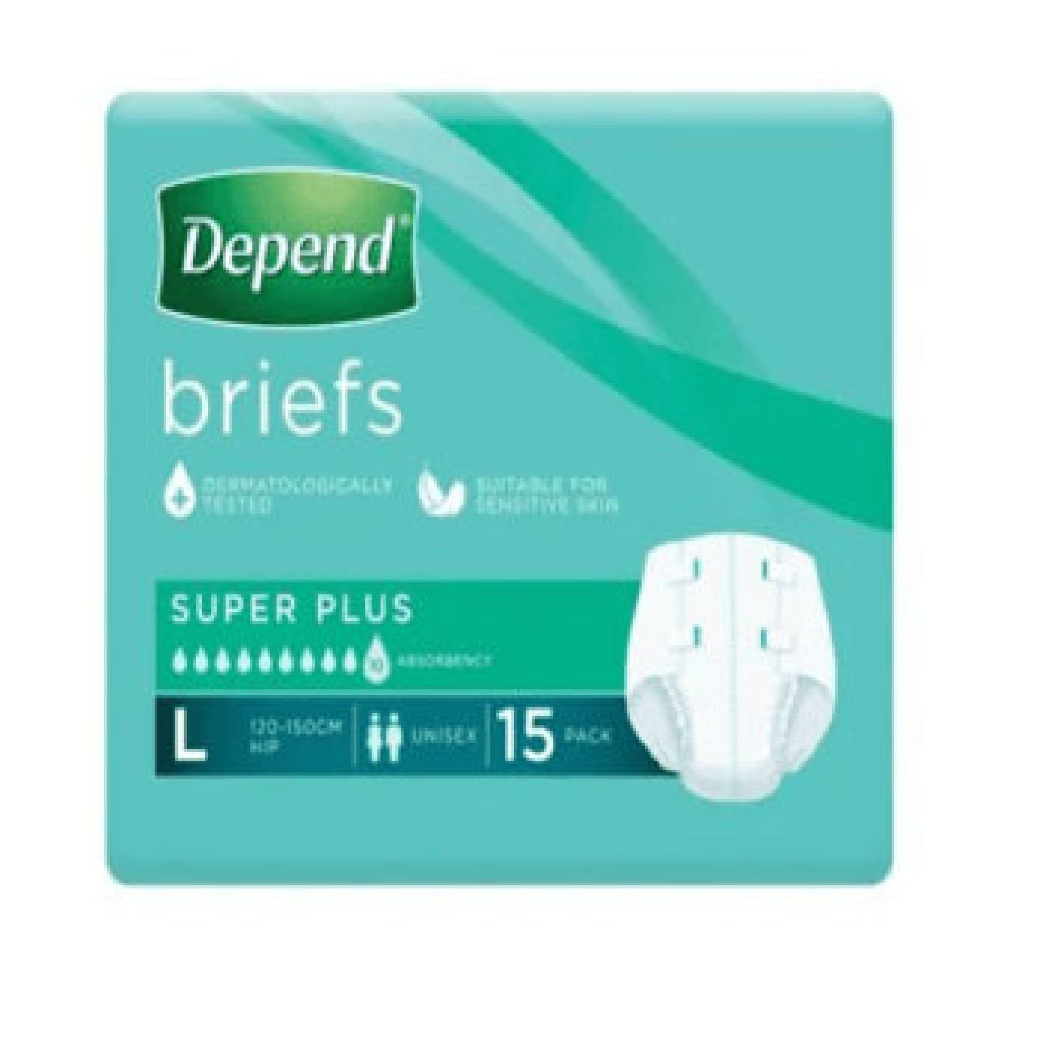 Depend Brief Super Plus Large - Packet of 15