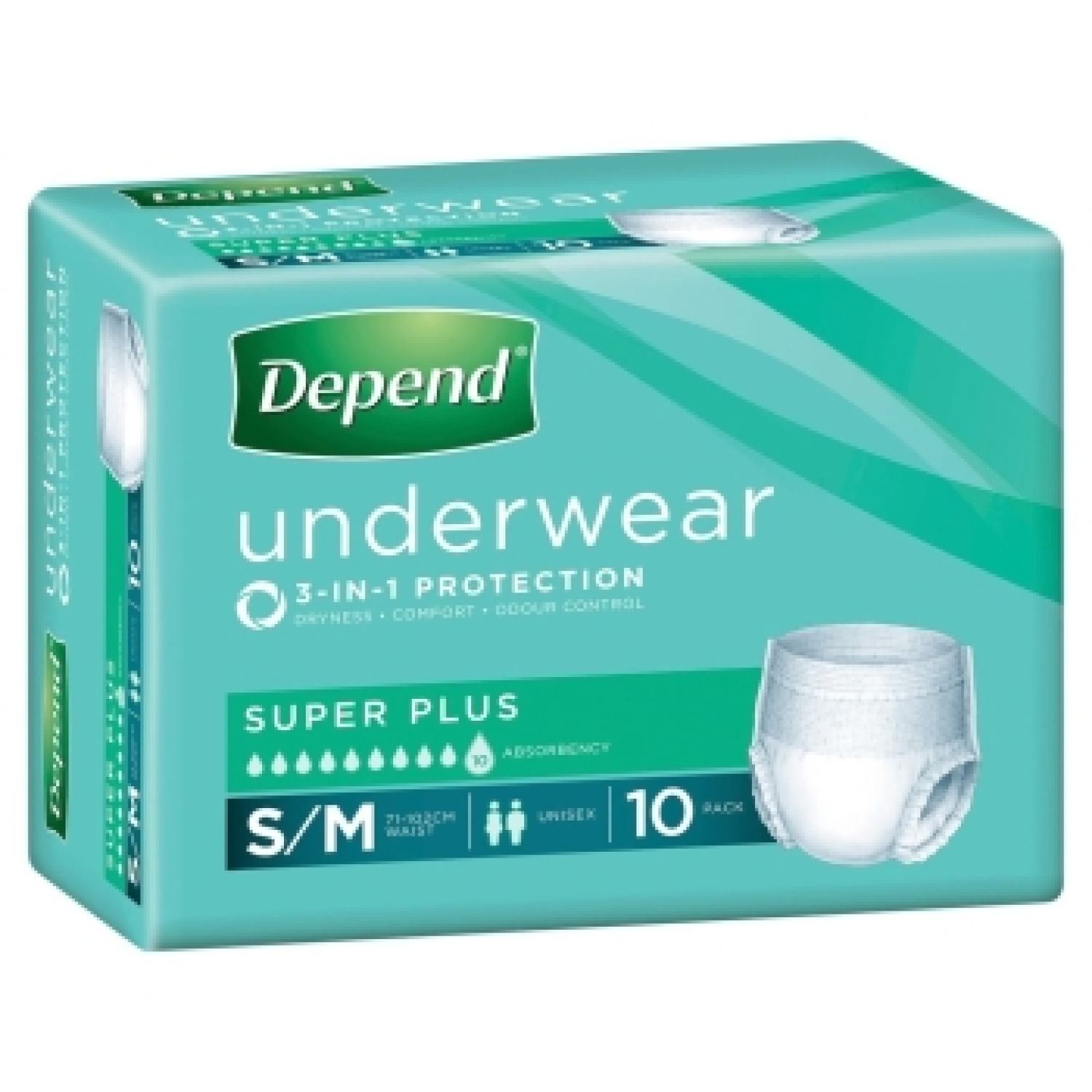 Depend Underwear Super Plus S/M 10 - Packet of 10