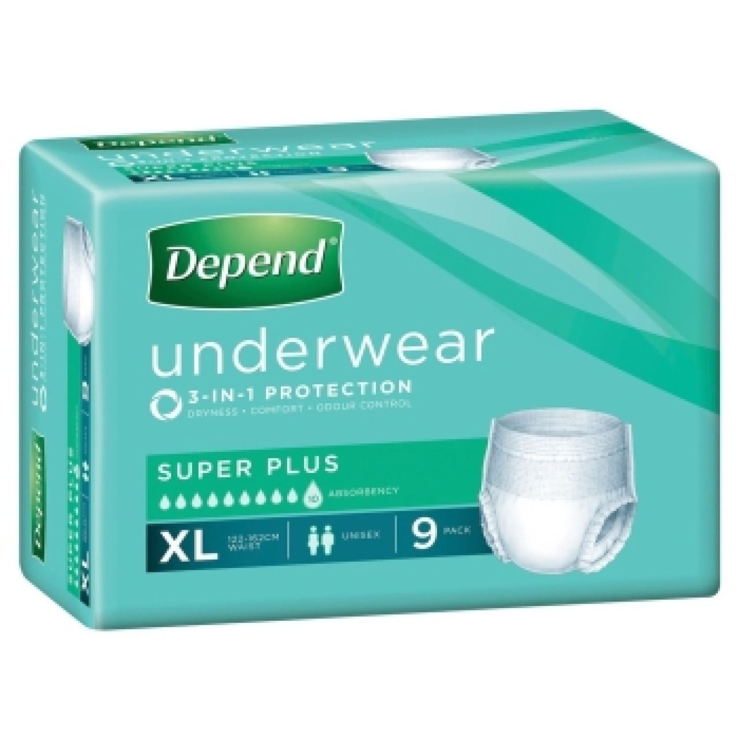 Depend Underwear Super Plus XL 9 - Packet of 9