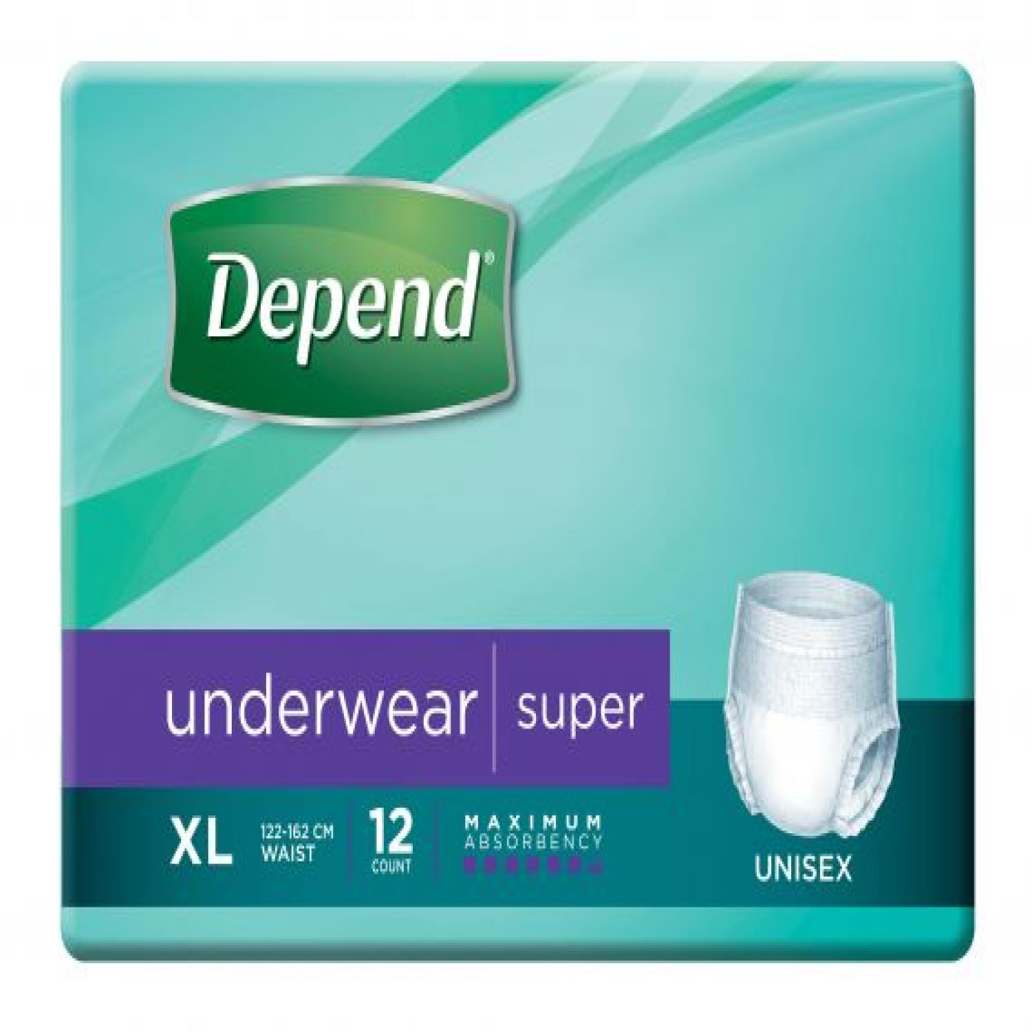Depend Underwear Super Unisex XL 12 - Packet of 12