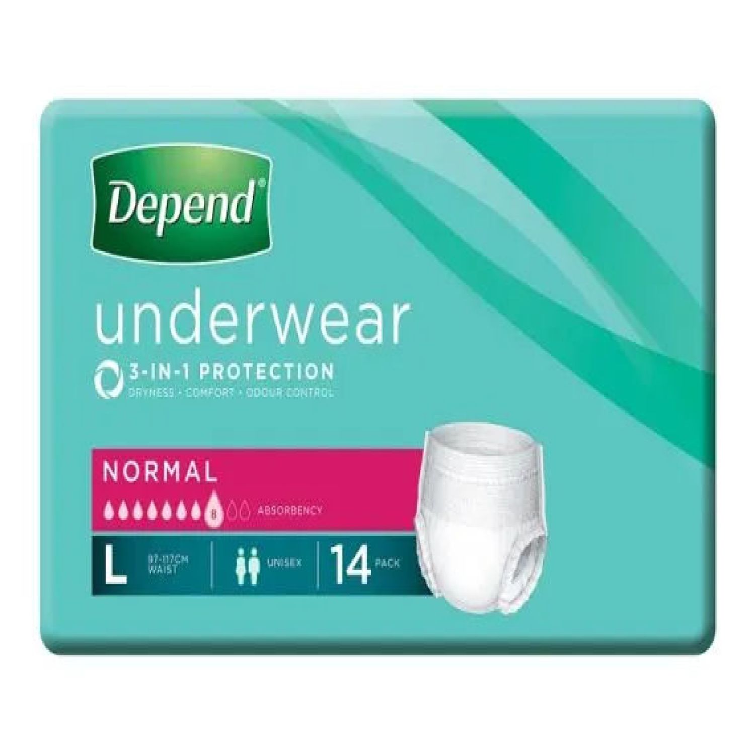 Depend Unisex Underwear Normal - Packet of 14