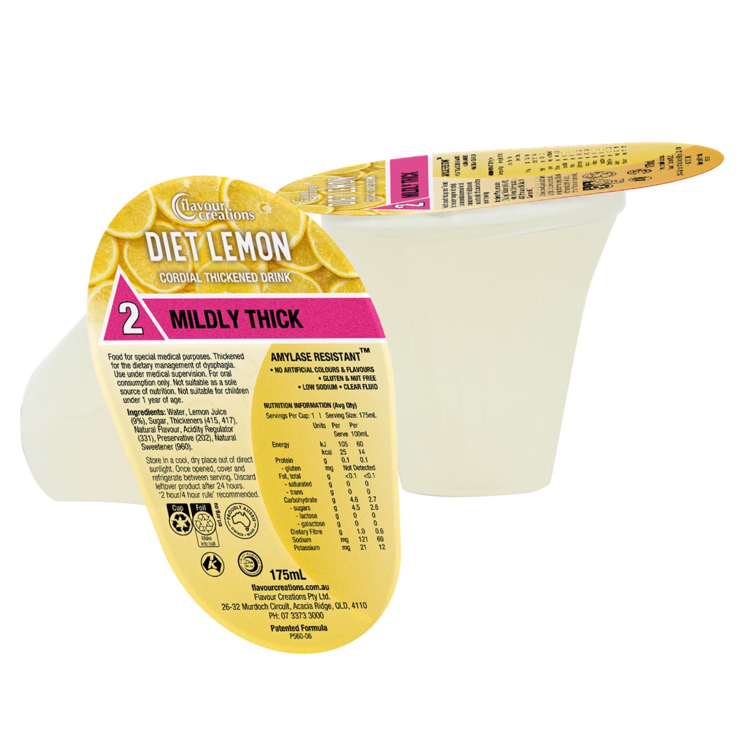 Flavour Creations Diet Lemon Cordial 150 / 2 Mildly Thick 175mL