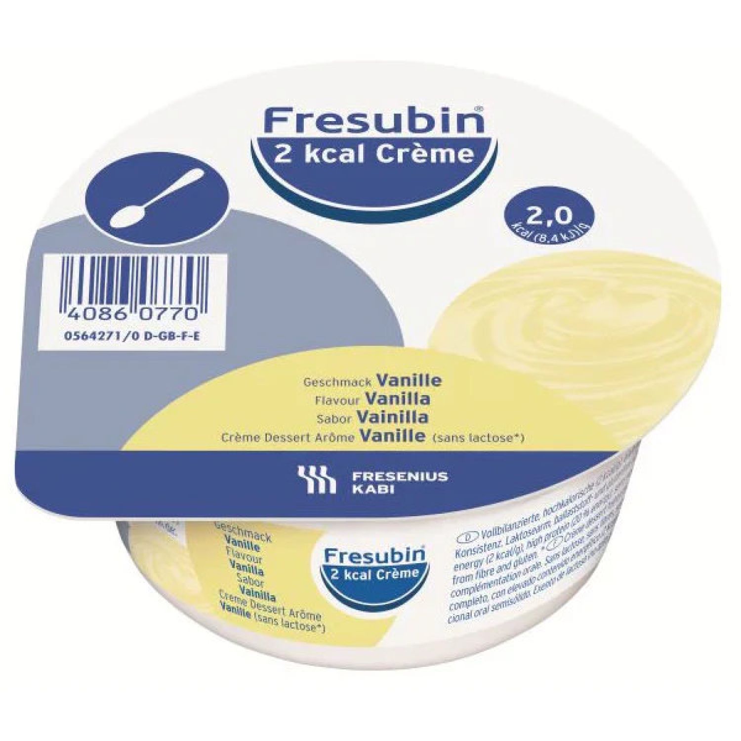 Fresubin 2KCAL Creme Vanilla 125g Cup - Carton of 24
