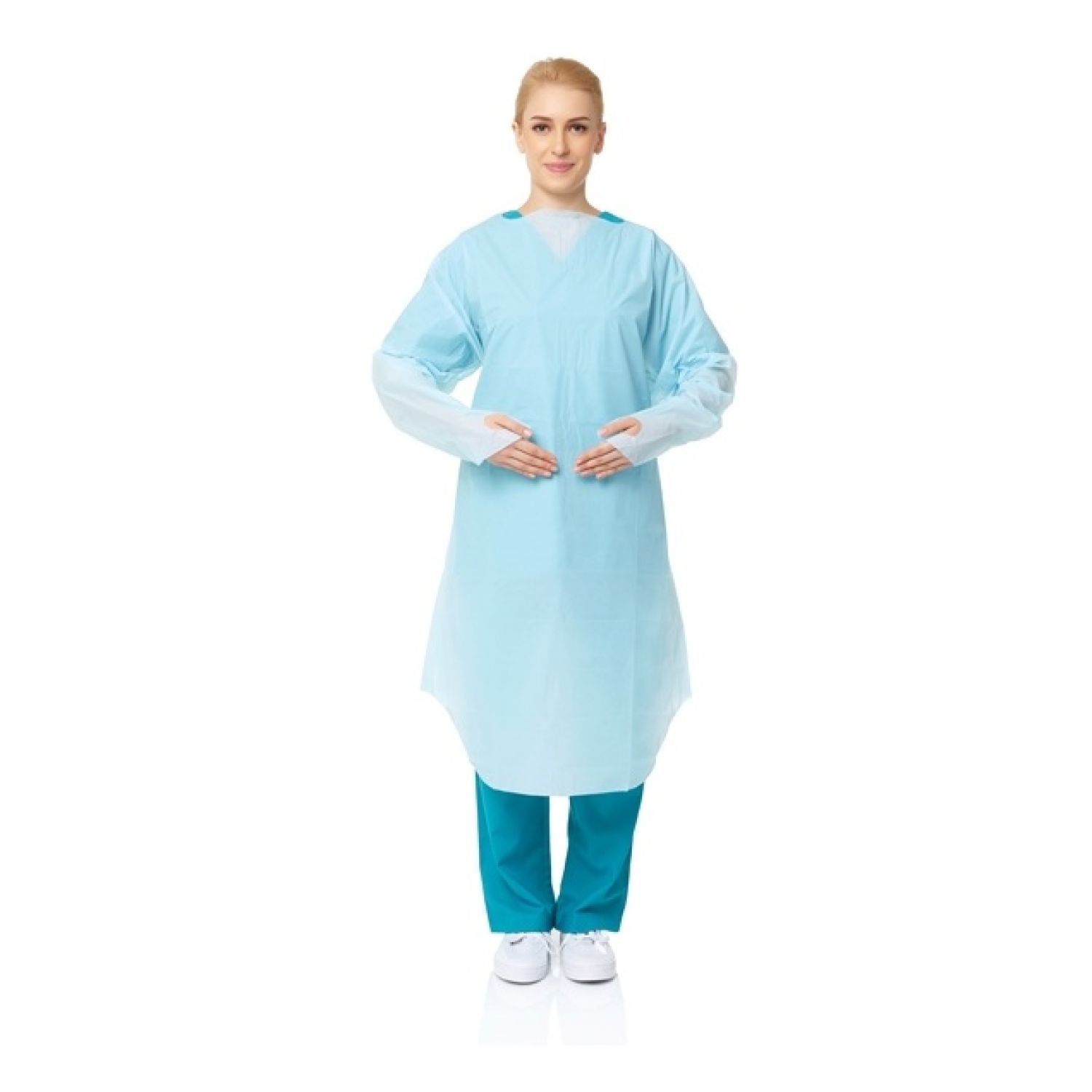 Primeon Isolation Gown With Thumb Hook Blue Regular - Each