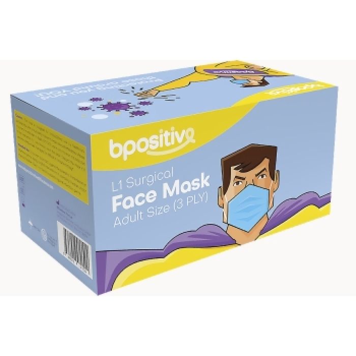 BPositive Face Mask Level 1 Ear Loop 3PLY - Box of 50