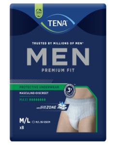 TENA Men Premium Fit Protective Underwear Maxi Medium/Large - Packet of 8