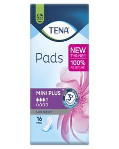 TENA Pads Mini Plus Long Length - Packet of 16
